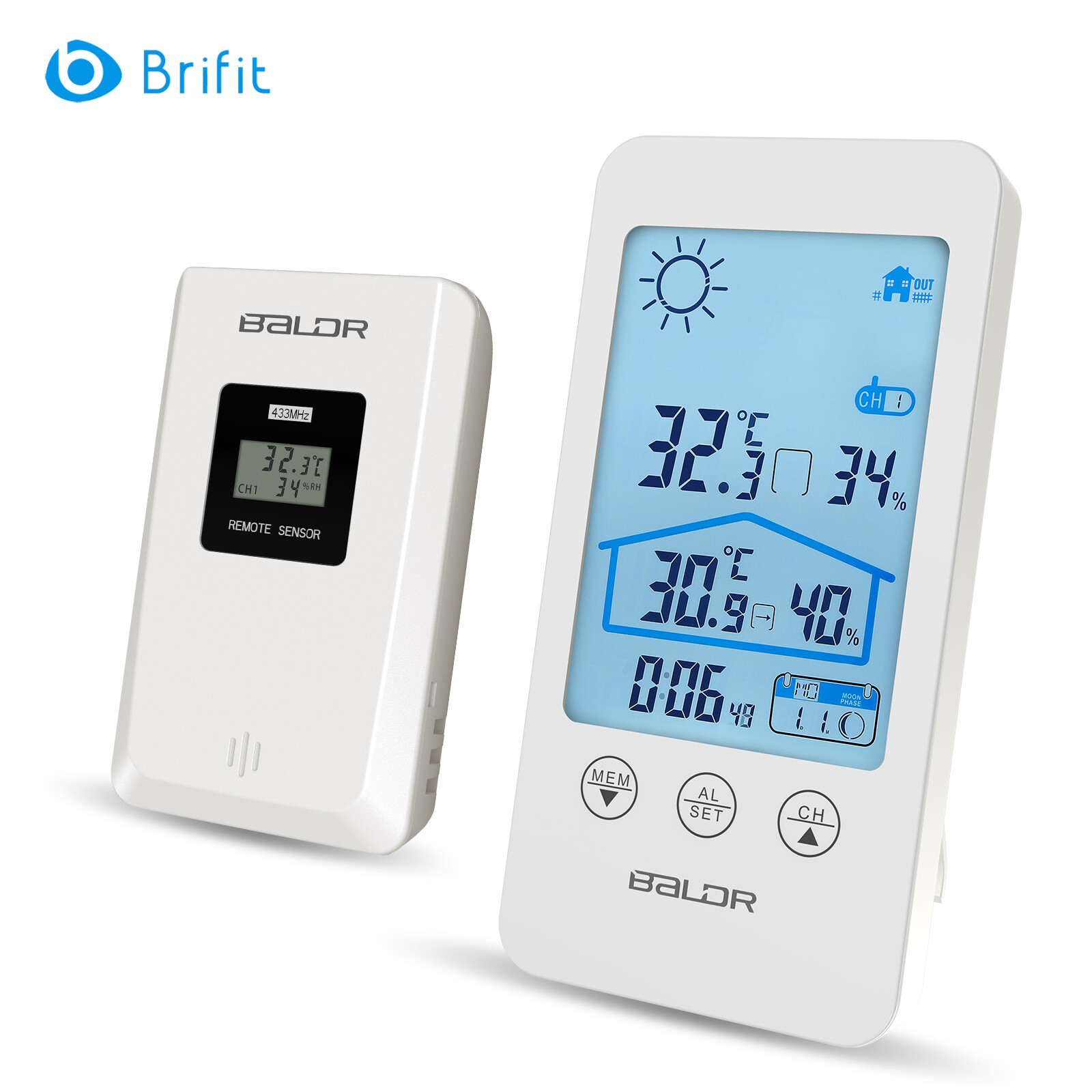 Brifit Indoor Outdoor Thermometer, Wireless Temperature and Humidity