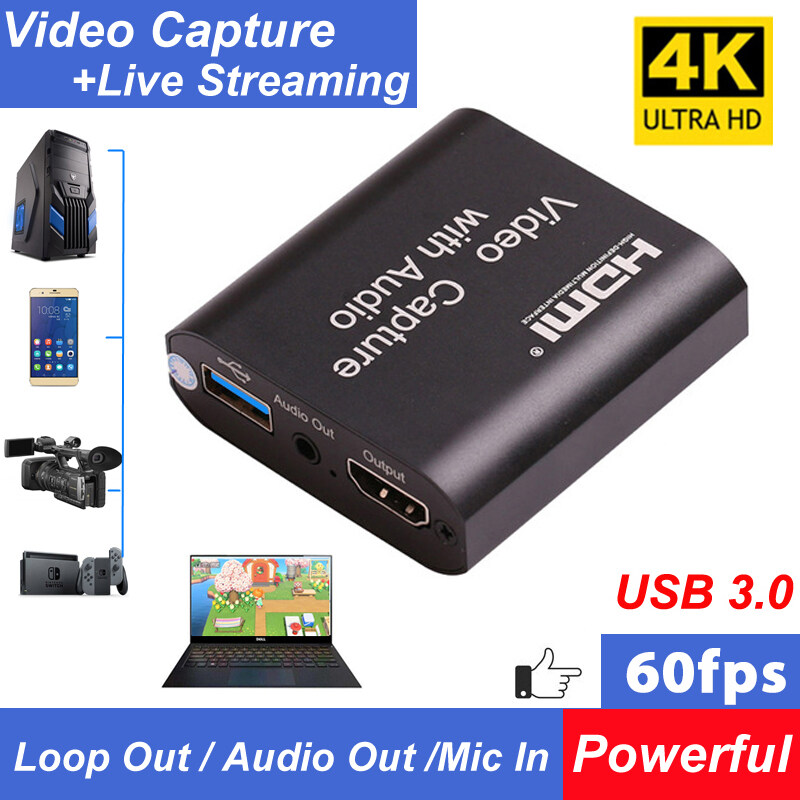 60fps 4k Hdmi Video Capture Card 1080p Hd Graphics Usb 3 0 2 0 Video Capture Board Game Record Live Streaming Broadcast Local Loop Out Audio Out Lazada Ph