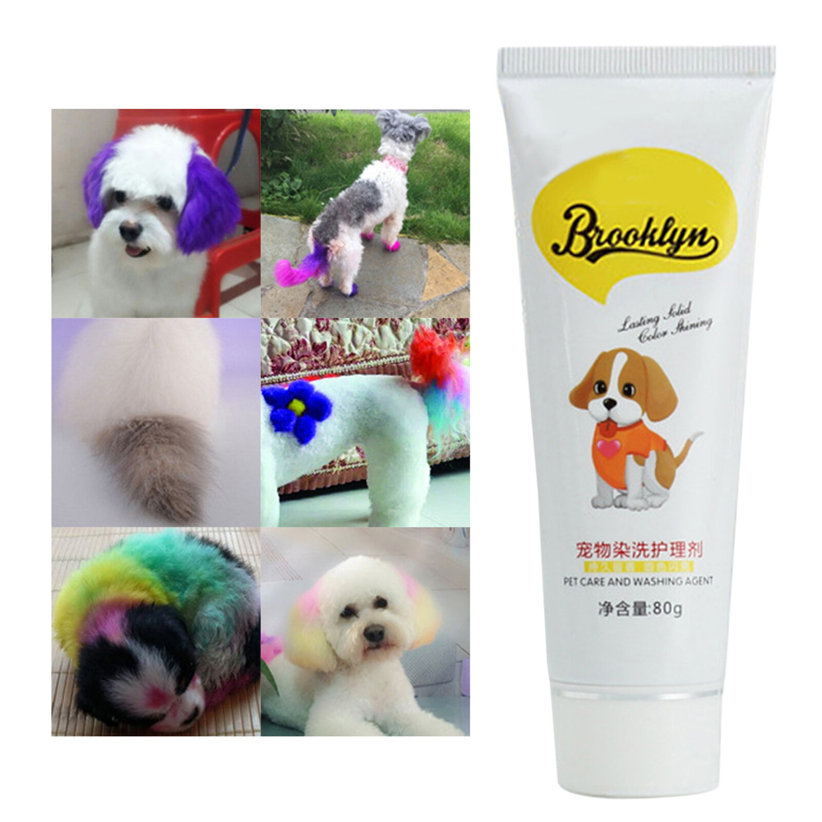 AWEI1 80g Semi Permanent Pet Dye Cream High Pigmented Colorful Dog Hair Bright Coloring Dyestuff Pigment Supplies for Home