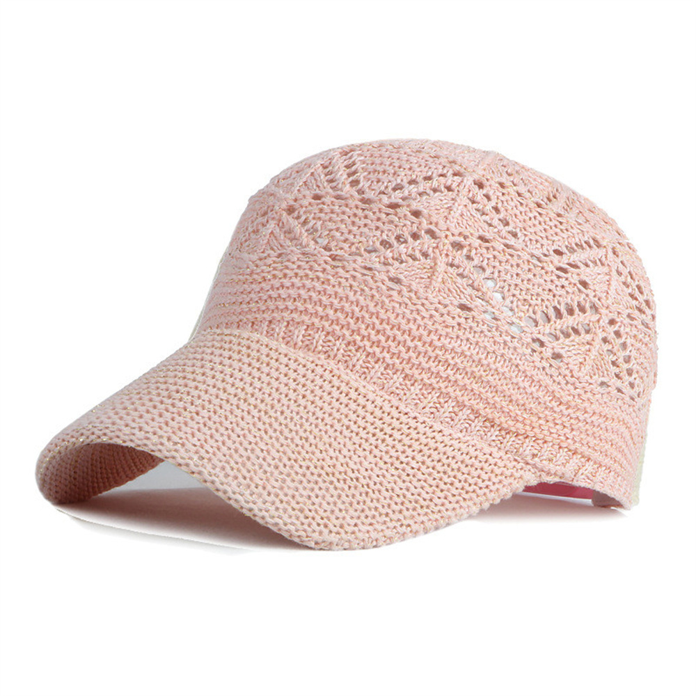 Retro Style Baseball Cap For Women Hollowed-Out Design Baseball Cap Adjustable Snapback Hat Breathable Knit Baseball Hat Fashionable Summer Sun Protection Cap