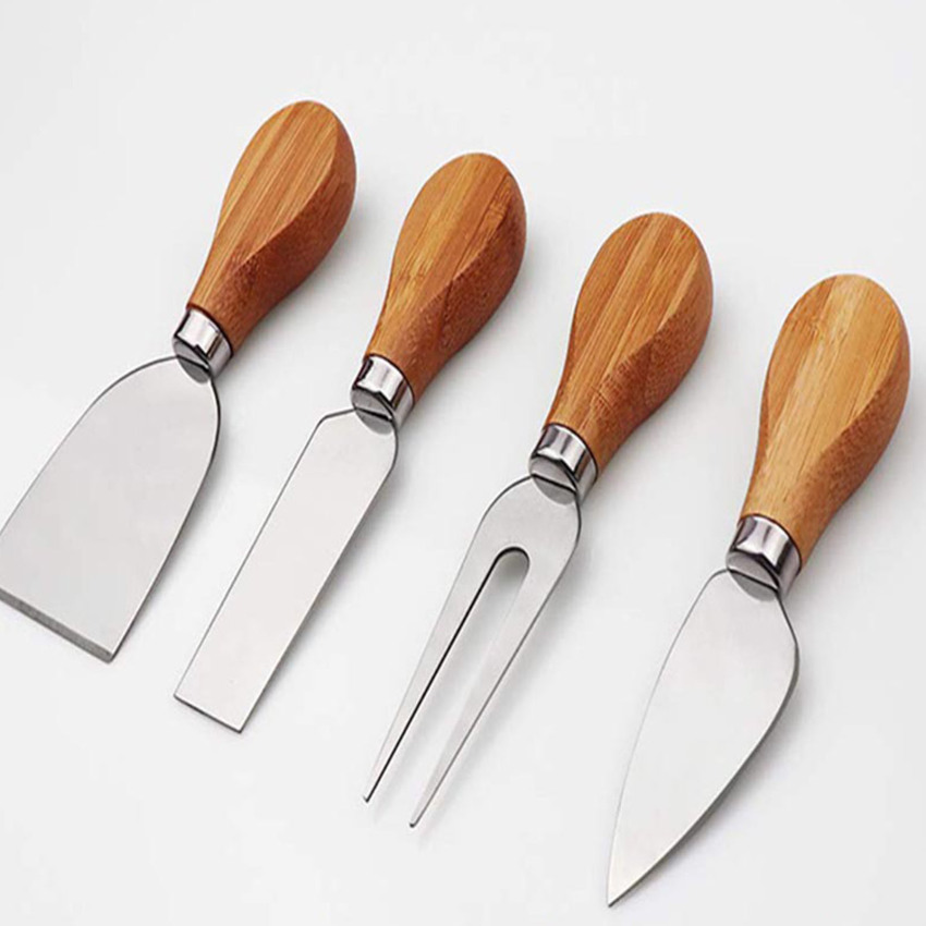 Bamboo Cheese Board Wood cheese board 1pcBamboo tableware cheese plate set western cutlery fork dessert fruit pizza plate multifunctional plate