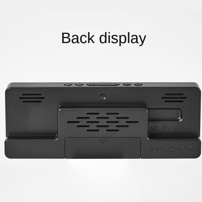 LED Mirror Large Screen Digital Clock Alarm Temperature Date Display 12/24H Anti-Disturb Multifunctional Bedroom Bedside Clock
