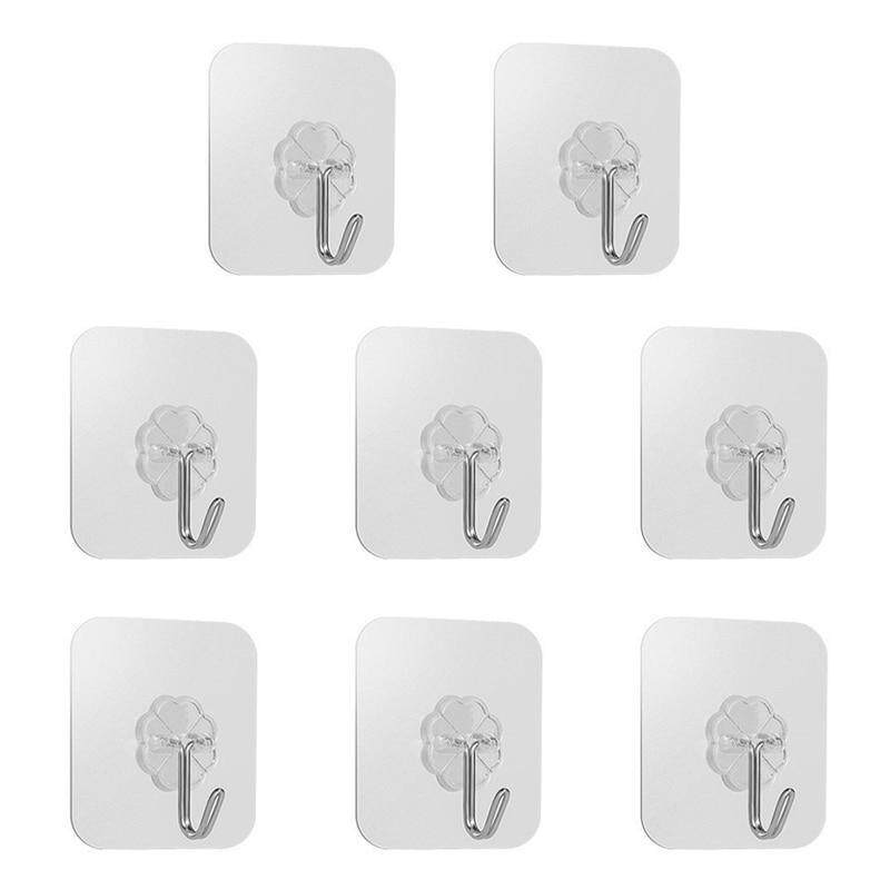 Ouyifan 20 PCS Four-leaf Clover Reusable Self Adhesive Hooks Heavy Duty Waterproof Wall Hanger for Door Bathroom and Kitchen