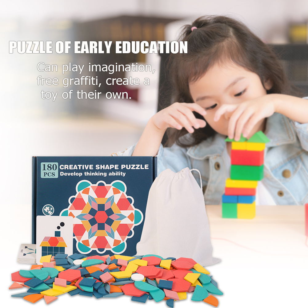 Wooden Jigsaw Puzzle Set Colorful Tangram Baby Montessori Educational ...