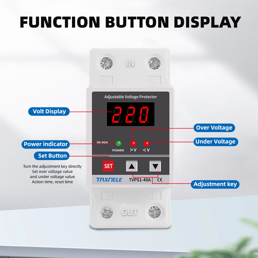 Digital Voltage Protector 40A 60A din rail Adjustable Protection Over Under Automatic High Low Voltage Protect relay protective