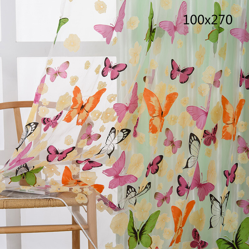 KS New printed big butterfly yarn finished curtain
