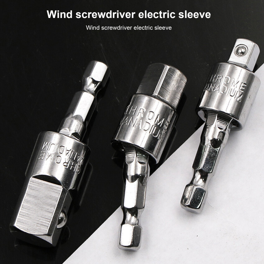Electric Wrench Drill Socket Adapter - Rotatable Square Converter Tool for Impact Driver, 1PC/3PCS, 1/4", 3/8", 1/2"