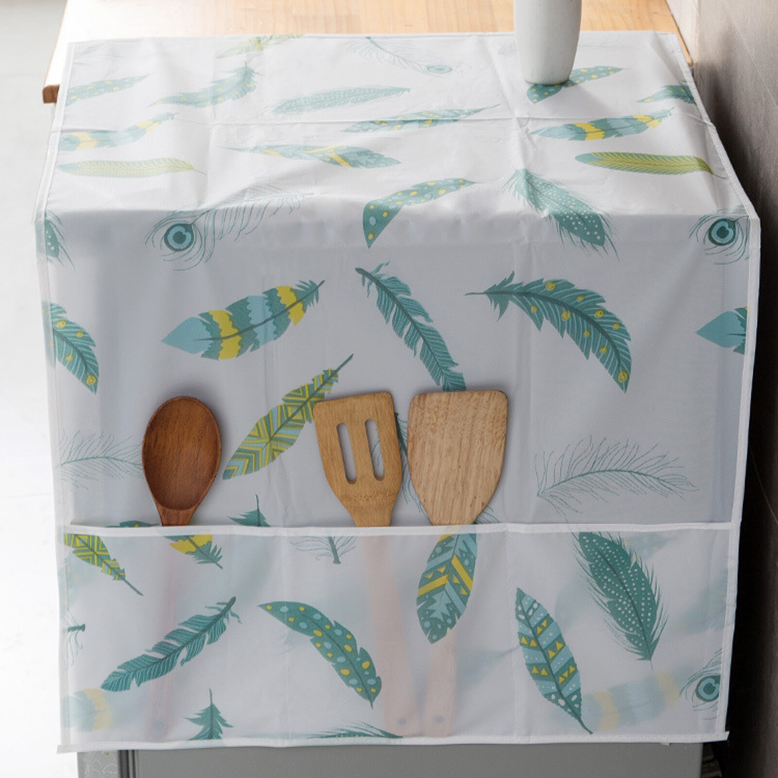 POCO Creative Refrigerator Dust Cover High Density Waterproof Fine Workmanship Feather Printing Fridge Dust Cover for Fridge Refrigerator Top Cover