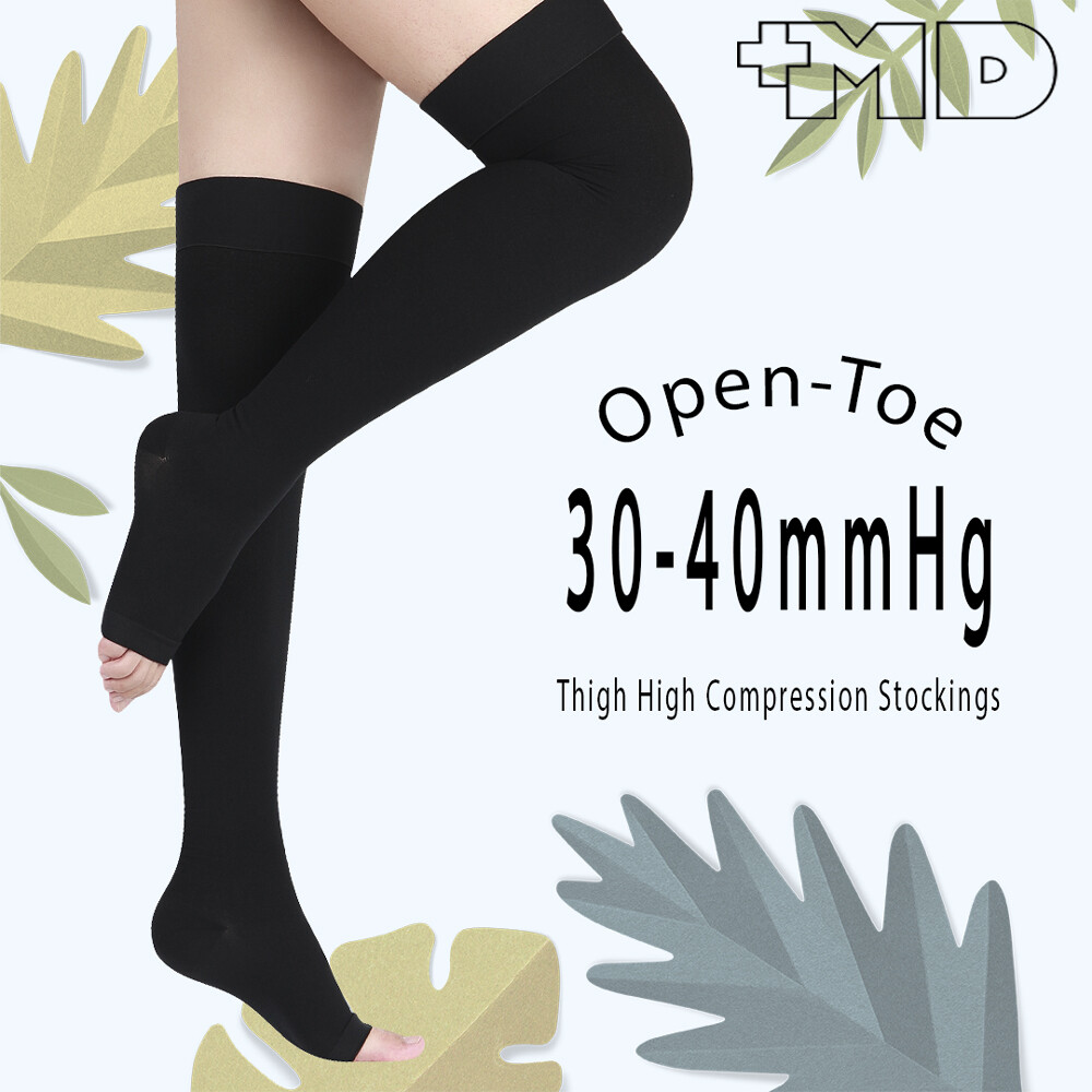 +MD Thigh High Compression Stockings Open-Toe 30-40mmHg Firm Medical  Support Socks for Varicose Vein Swollen legs