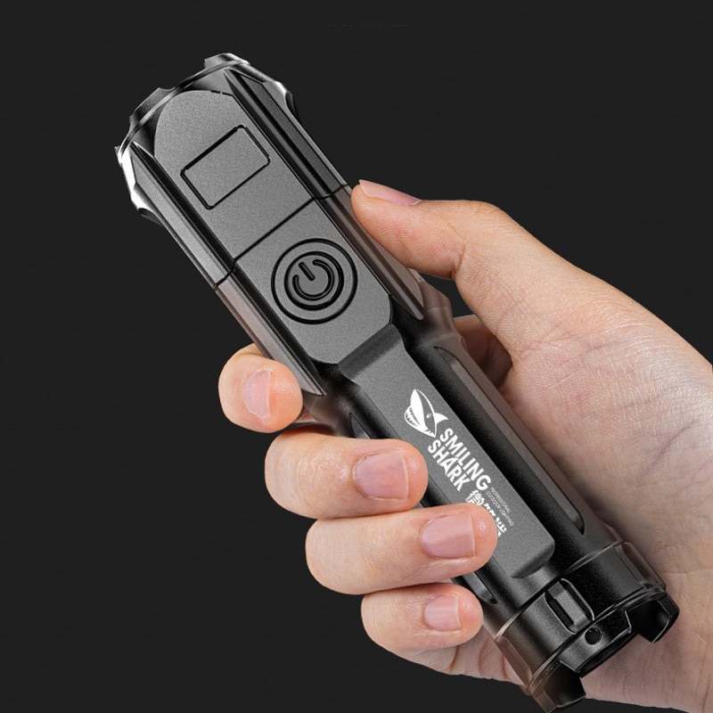 Đèn Pin Siêu Sáng Đèn Pin Led Tập Trung Ánh Sáng Mạnh ABS Đèn Pin Đa Năng Ngoài Trời Lực Lượng Xenon Phóng To Có Thể Sạc Lại A15