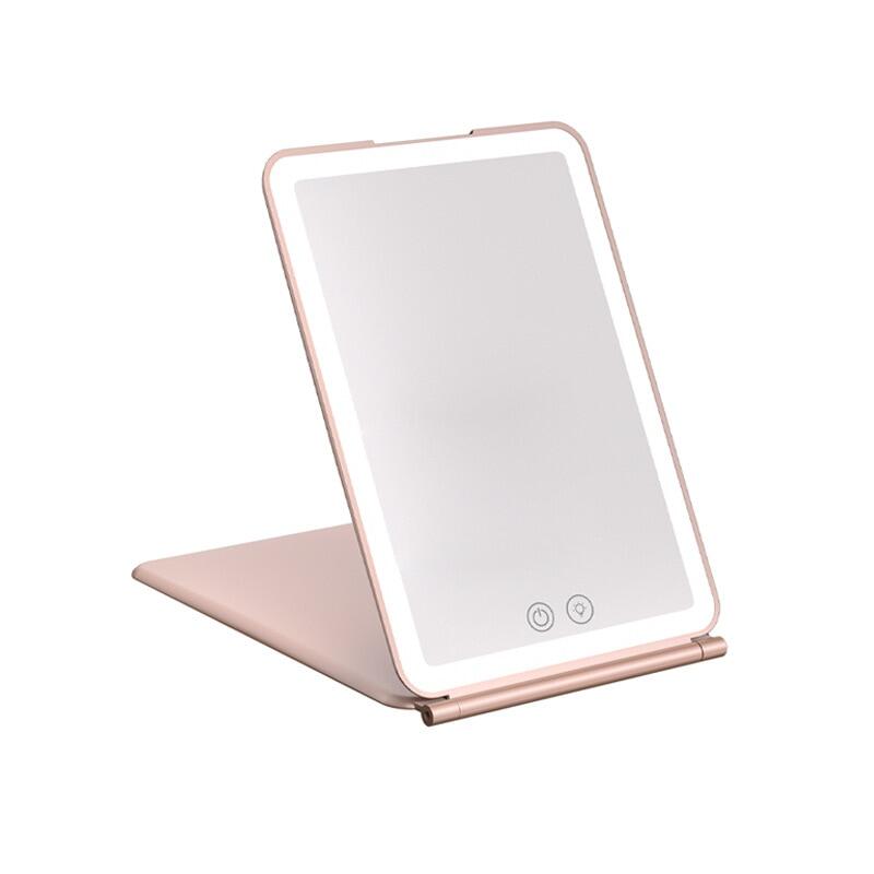 Foldable Makeup Mirror Touch Screen Makeup Mirror 3 Colors Light Modes Cosmetic Mirrors USB Rechargeable Folding LED Mirror
