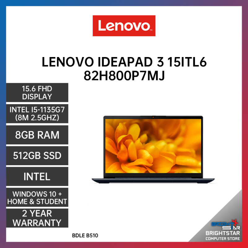 LENOVO IDEAPAD 3 15ITL6 82H800P7MJ LAPTOP ABYSS BLUE 15.6 FHD / INTEL I5-1135G7 / 8GB / 512GB SSD / INTEL / 2 YEARS WARRANTY + Free Additional 6 Month Warranty Malaysia
