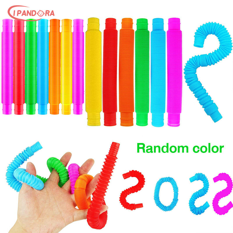 IP pop tube color stretch plastic tube corrugated decompression tube venting telescopic tube decompression toy