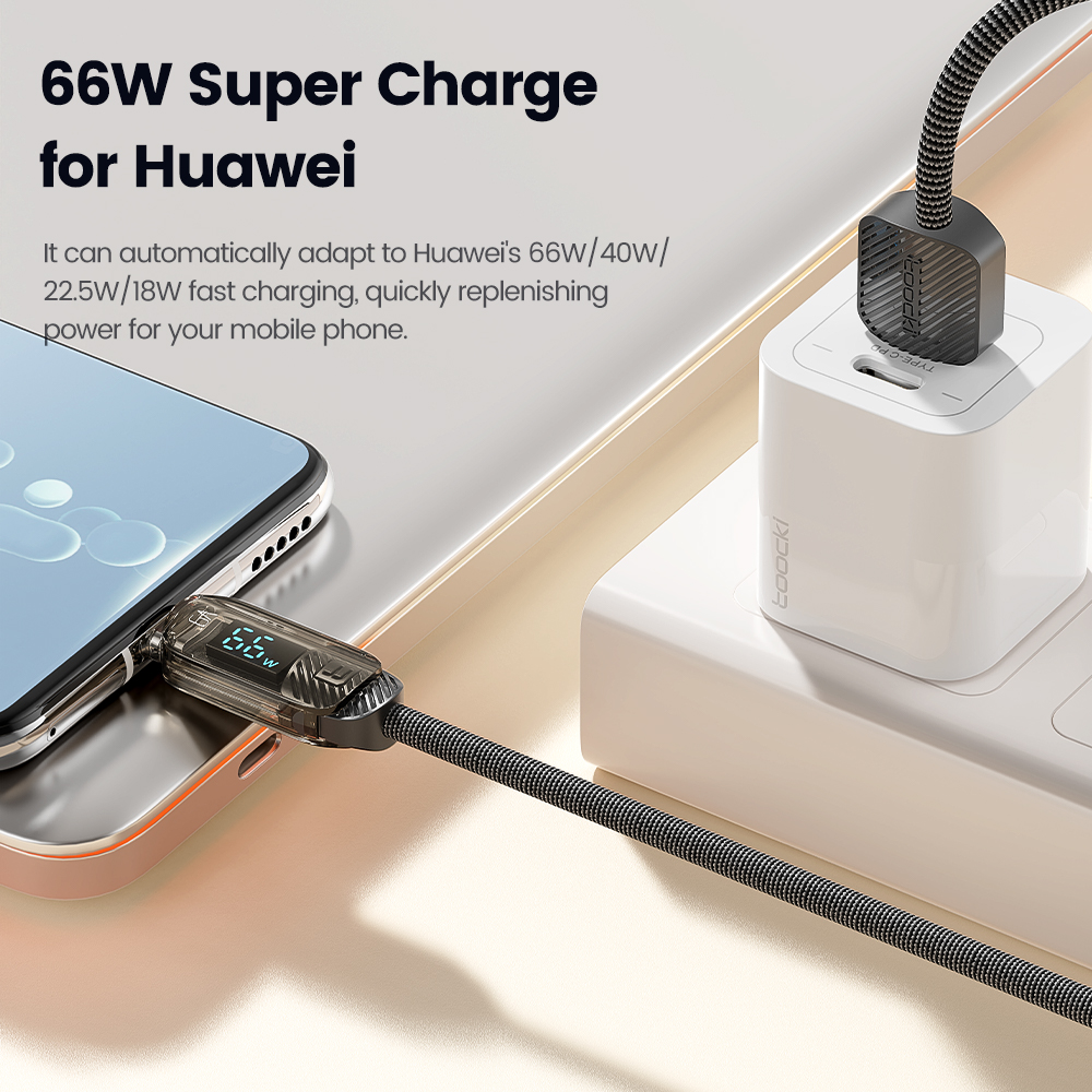 Toocki 66W 6A USB để Loại C Cáp PD thiết bị sạc sạc nhanh Loại dây C Cáp Màn hình LED Dây cáp cho Macbook Samsung Huawei Xiaomi