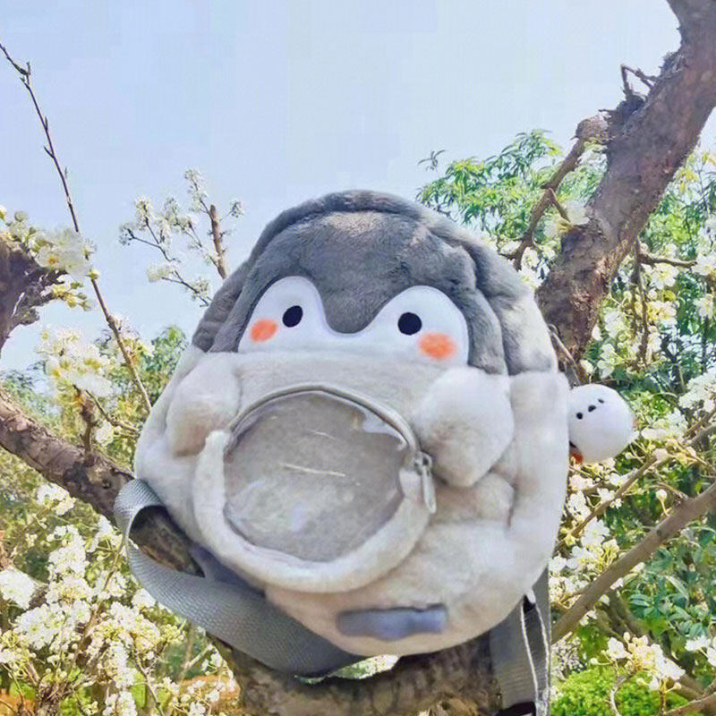 NALLCHEER women's penguin cartoon backpack Cute backpack plush mini schoolbag