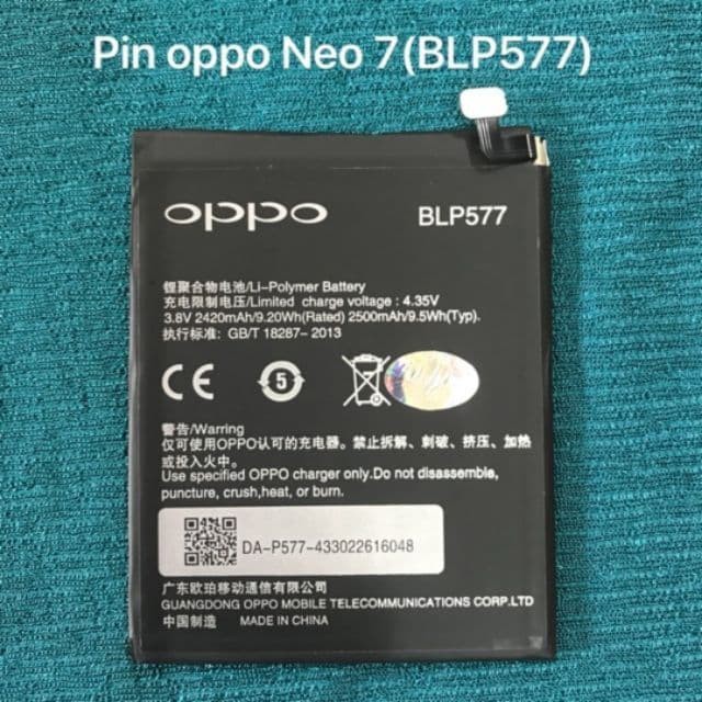 Pin oppo chính hãng bóc máy blp577 mirror 5/ a51w neo 7/a33w123123