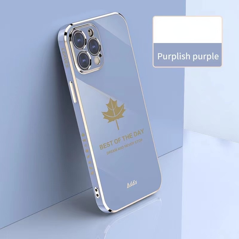 Luxury Gold Electroplated Maple Leaf Phone Case for iPhone 13 13PRO 13PRO MAX 12 12 PRO 12 PRO MAX 7Plus 8Plus X XS XR XS MAX 11 11 PRO 11 PRO MAX 6 6S 6PLUS 6SPLUS 7 8