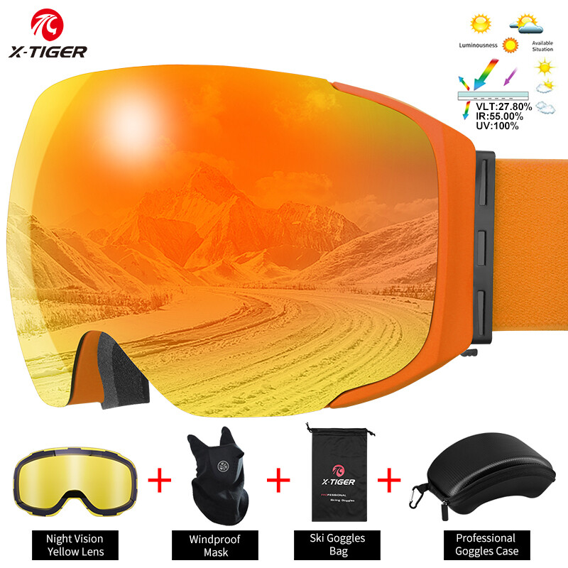 X-TIGER winter outdoor ski goggles, snow sunglasses, anti-fog double-layer UV400 lens ski goggles