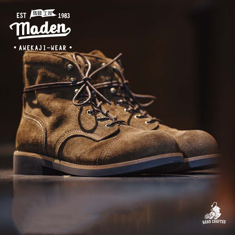 MADEN brand tooling style 2023 winter new steel cavalry 8111 tooling boots hard man men motorcycle boots suede Martin boots American boyfriend retro parachutist boots