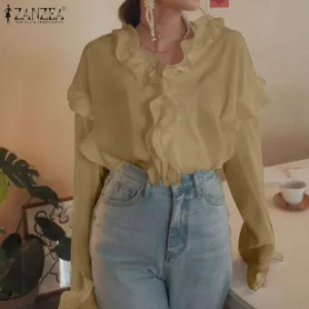 ladies frill denim shirt