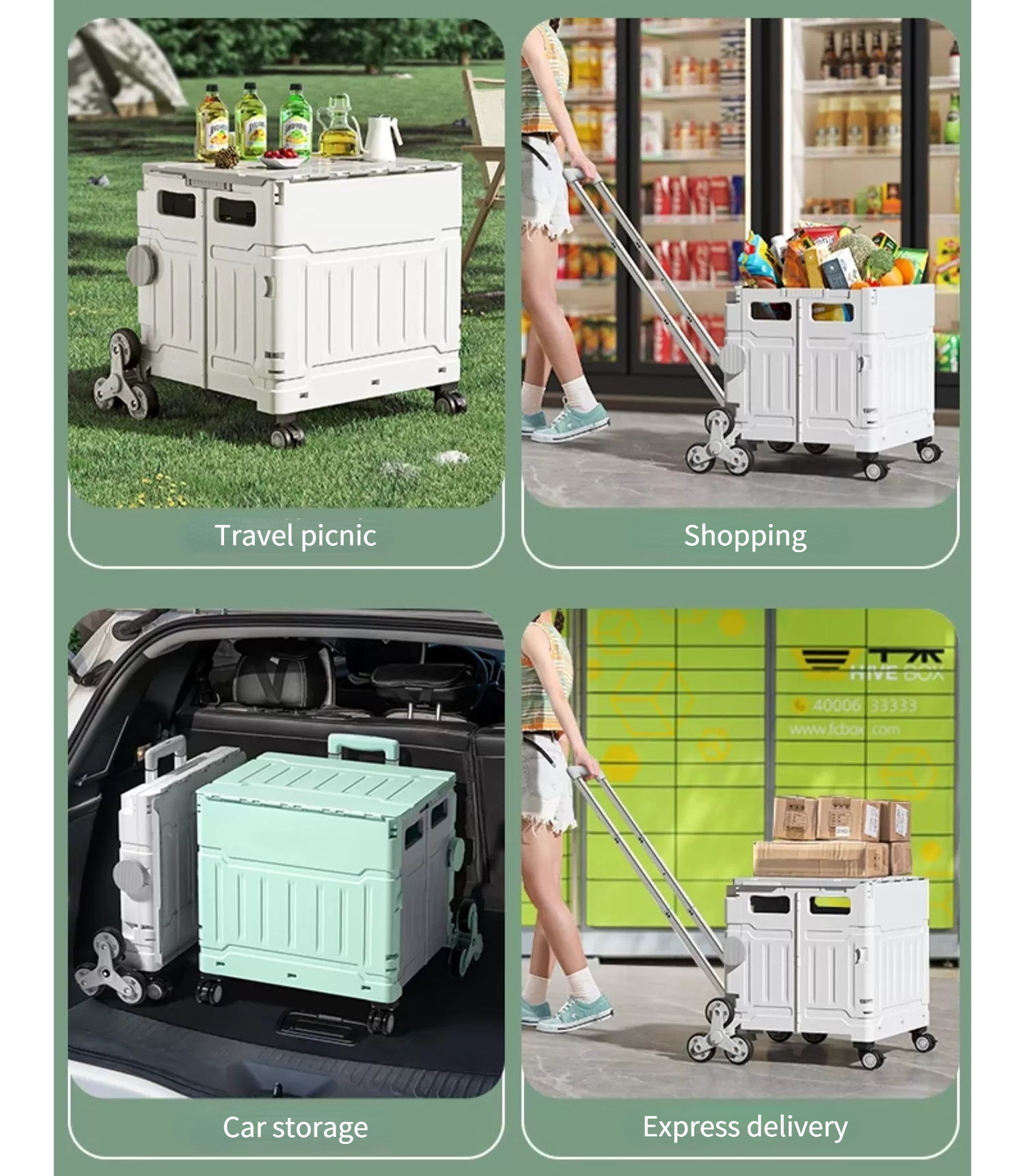 FED【COD】Xe đẩy di động có thể gập lại, xe đẩy gia dụng để chuyển phát nhanh, xe đẩy mua hàng kéo tay nhẹ