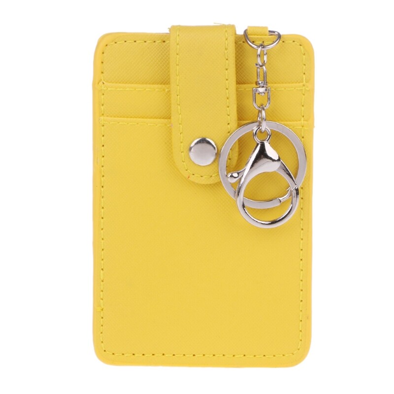 Portable ID Card Holder Bus Cards Cover Case Office Work Keychain Keyring Tool