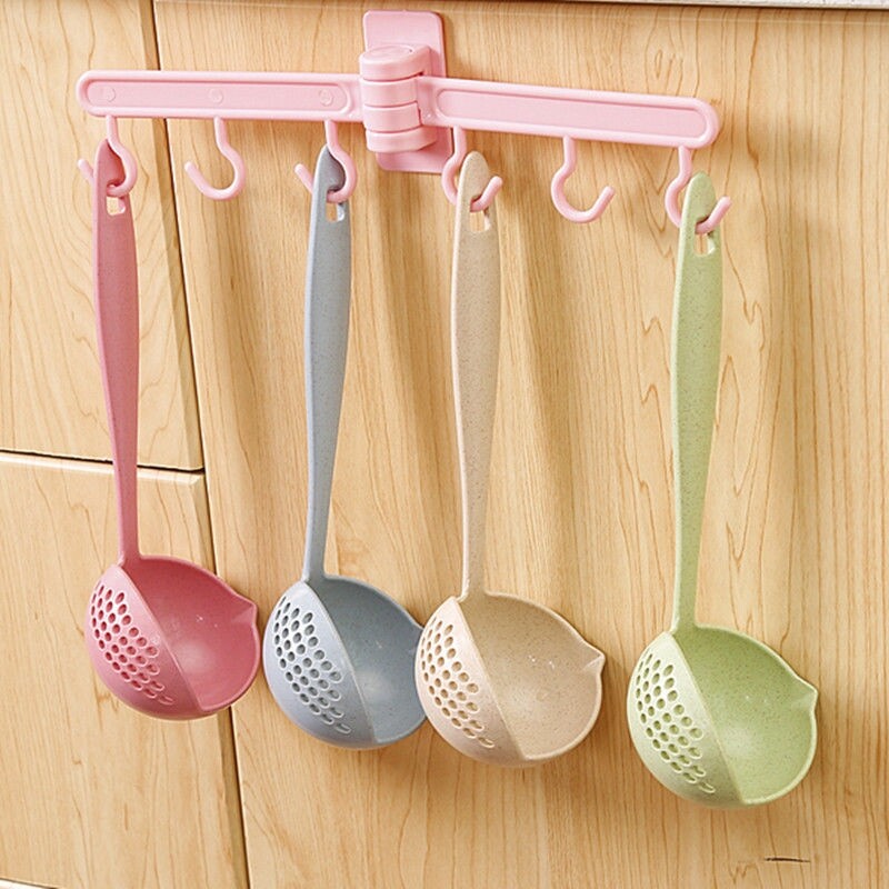 2 trong 1 rơm lúa mì Muông ăn sup tay cầm dài giá lọc nhà bếp colander đa chức năng nấu bếp công cụ lẩu muỗng muỗng