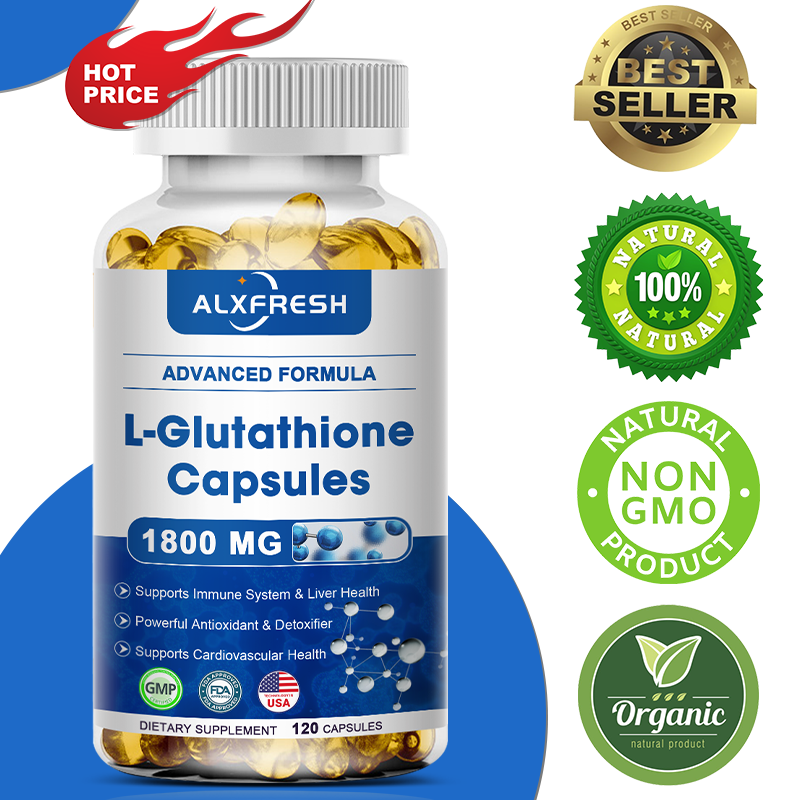Glutathione Capsules for Antioxidant Anti-Aging Healthy Whitening Skin and  Liver Health Detoxification Supplement