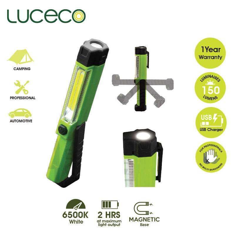 DEL Luceco 150 lm mini rechargeable Tilt Torche Avec Chargeur USB 1.5 W vert