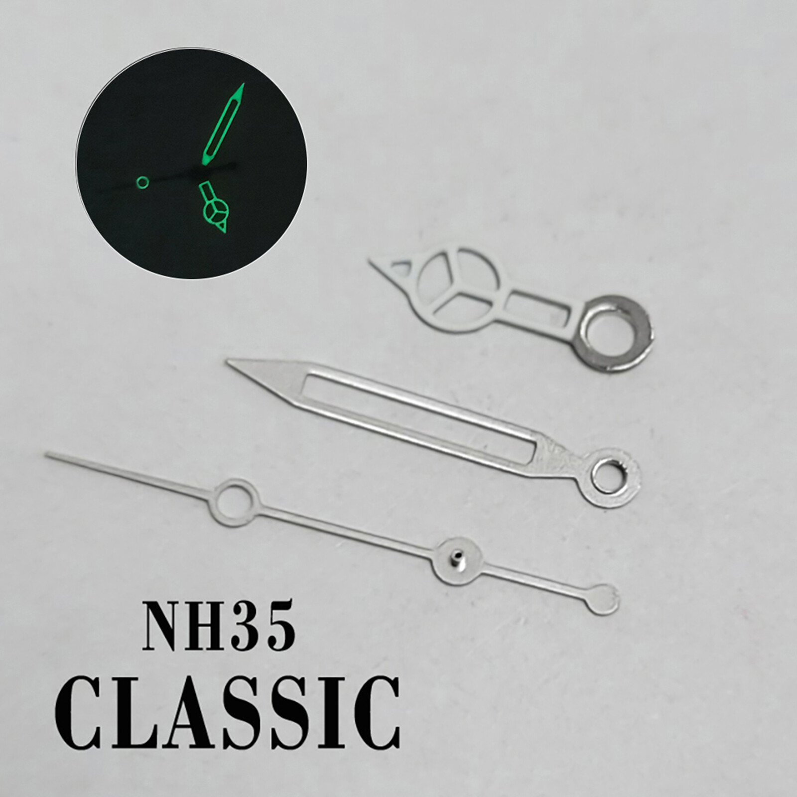 Green Luminous Watch Hands Three-pin Watch Pointer for NH35 NH36 Watch Movement Modification Part
