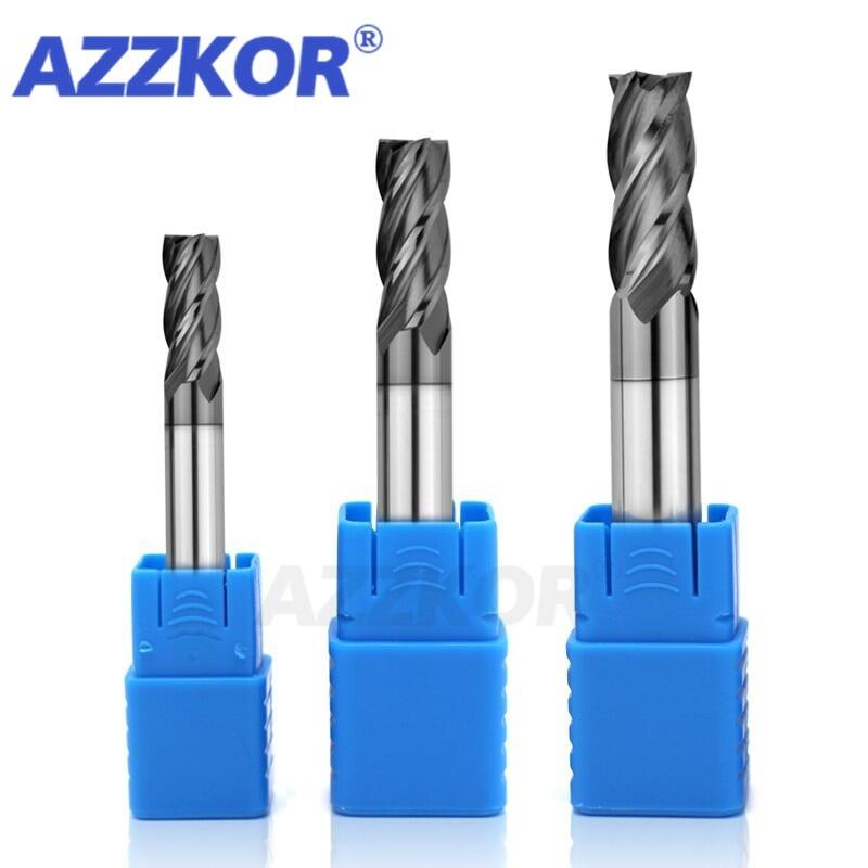 Dao phay lớp phủ hợp kim thép vonfram dụng cụ gia công cnc endmill azzkor top dao phay bộ máy phay công cụ