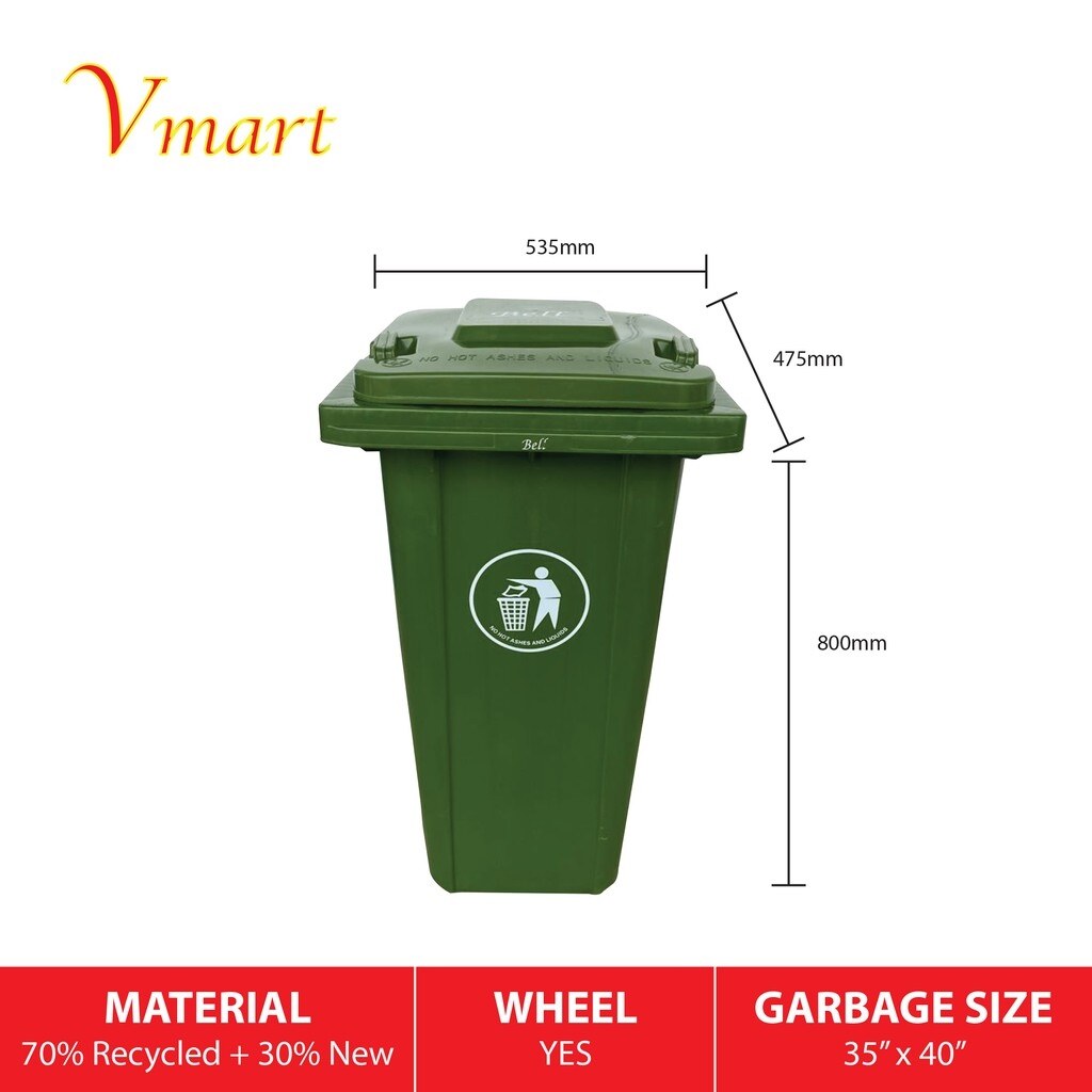 ﺴ﹊☬ [100L / 120L / 240L] Big Green Dustbin / Large Outdoor Dustbin