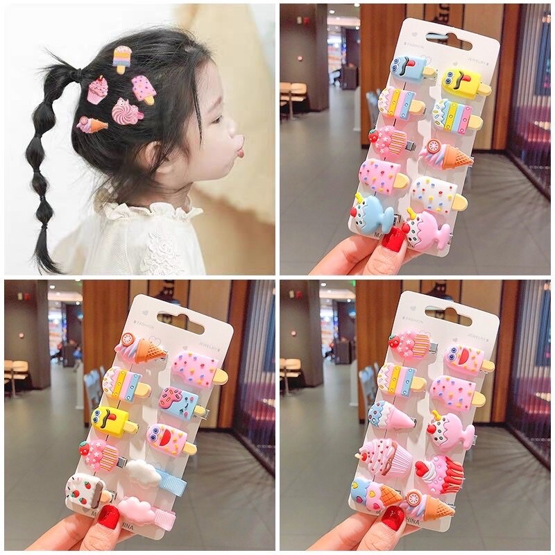 Set 10 kẹp tóc hoa quả cute cho bé