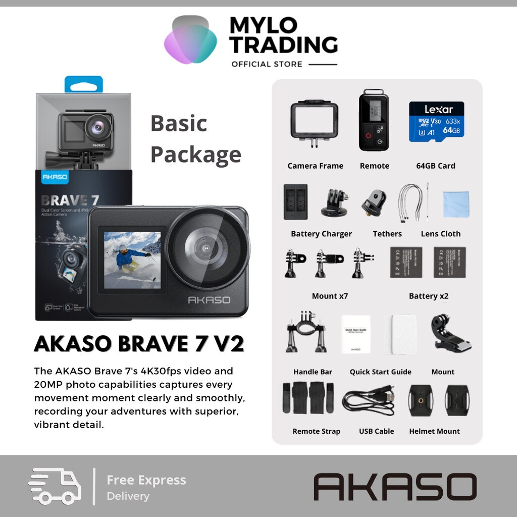 Akaso Brave 7 V2.0 / V3.0 4K30fps 20MP WiFi Action Camera With ElS