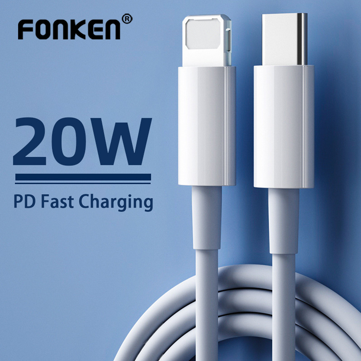 Fonken pd 20w usb c to lightning pd fast charging charge cable sync data transfer usb-c type c typec for iphone 12 apple