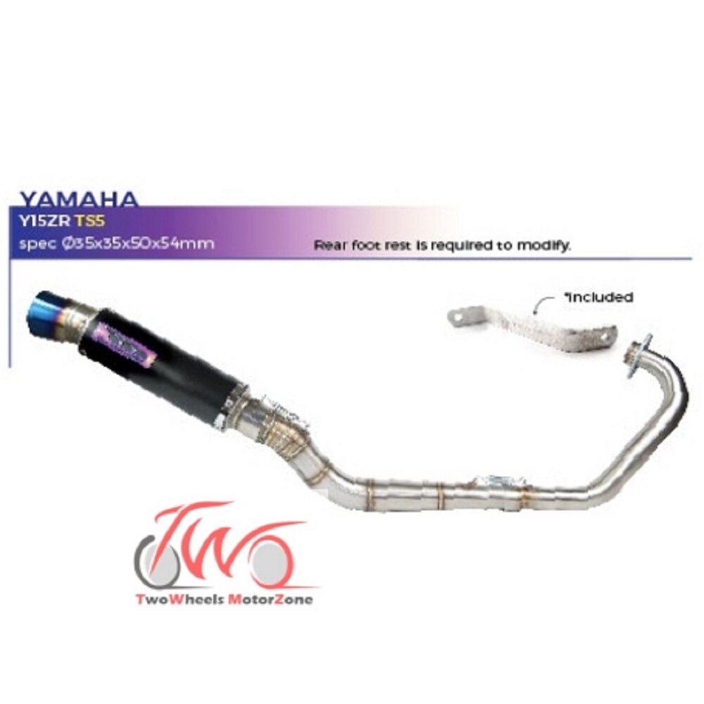 Y15zr Exhaust Racing Open Full System Cj Ipoh Titanium Blue Ts5 35mm Lazada