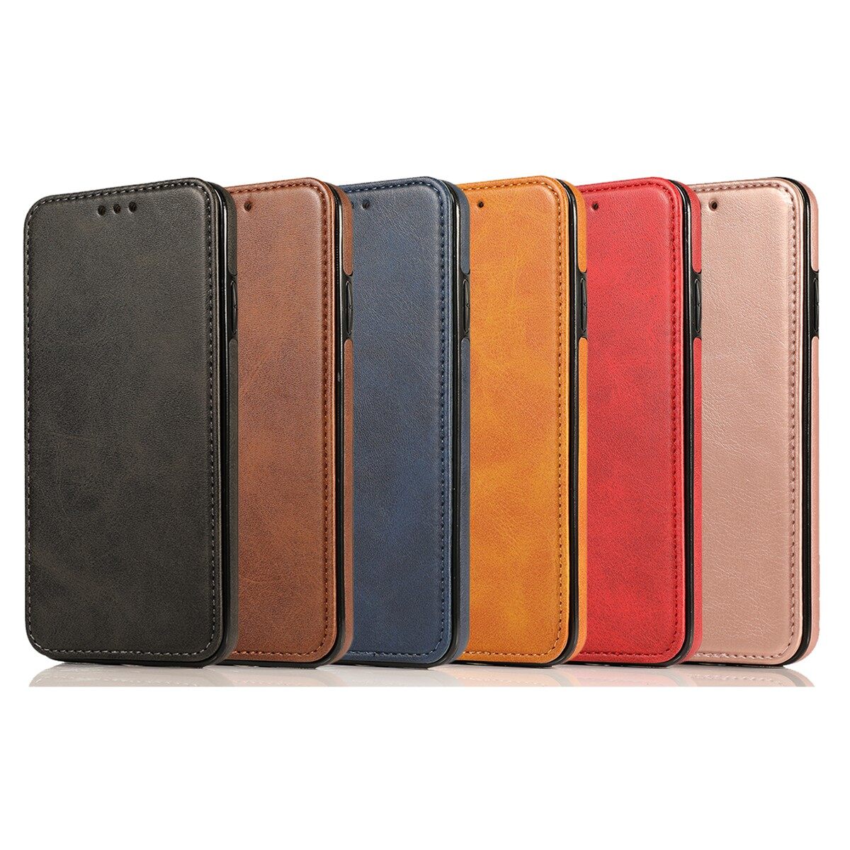 Dành Cho iPhone 6 6S 7 8 Plus X XR XS Max iPhone 11 Pro Max / iPhone 12 Mini / iPhone 12 Pro Max, Bao Da Nắp Gập Dạng Ví Từ Tính Có Khe Cắm Thẻ Đứng Ốp Điện Thoại
