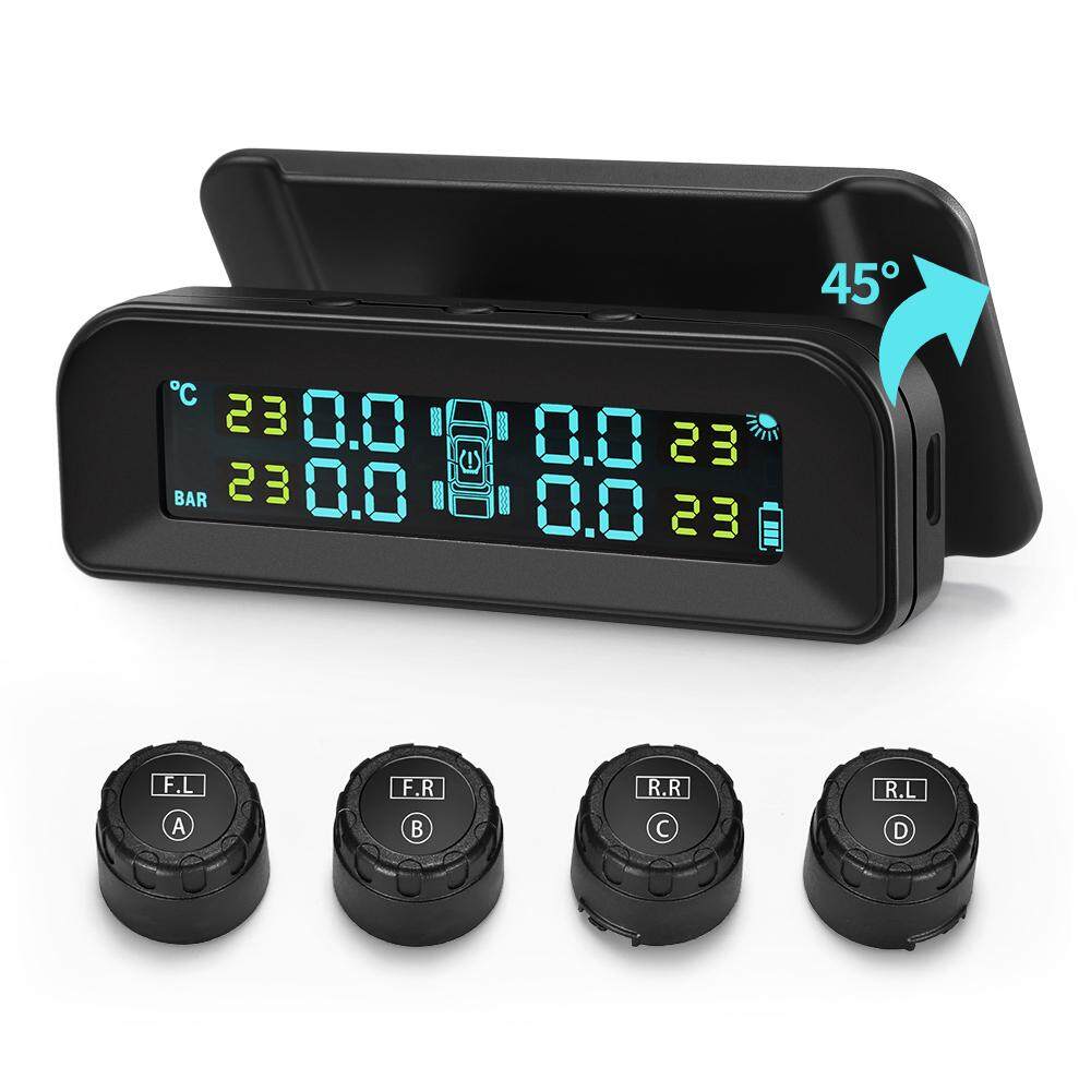 Autolover C260 Pemantau Tekanan Ban Sistem TPMS Surya Universal Real-Time Tester Layar LCD dengan 4 Sensor Eksternal