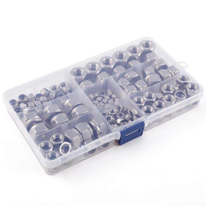 150 x self-locking hexagon nut 6 sizes M4 M5 M6 M8 M10 M12 assortment