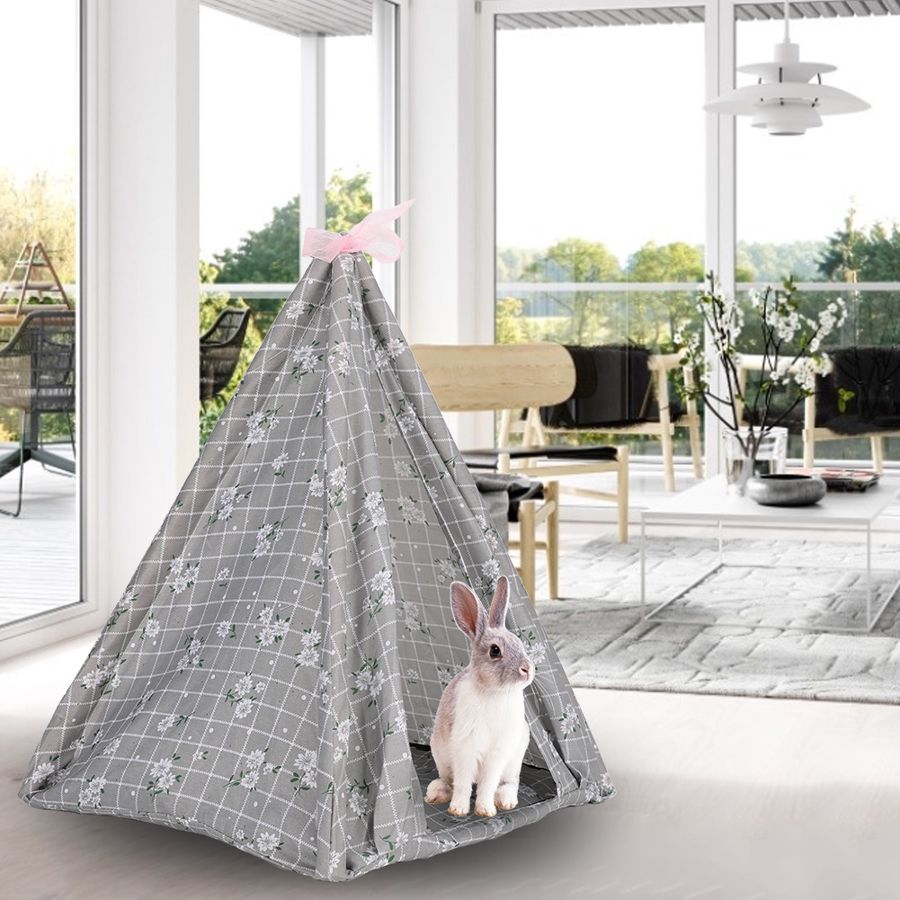 Pet Cute Tent House Cat Bed Portable Tent Cat Dog Pet Indoor Outdoor Anti Mosquito Tent Wooden Canvas Kennel Small Animals Bed Lazada Singapore