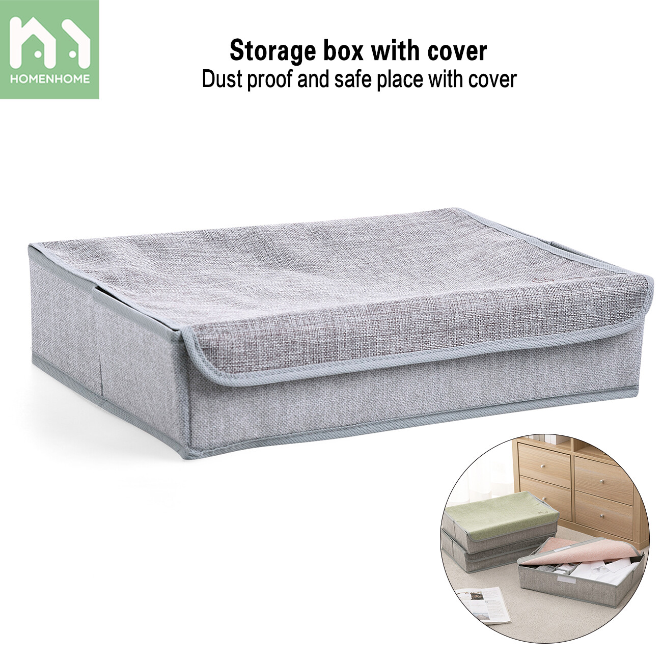 Homenhome Underwear Storage Box with Lid Bra Organizer Foldable Dustproof Bra Box Socks Divided Finishing Box