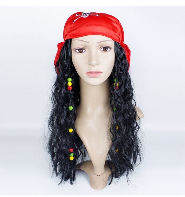 halloween costume for men adult pirate captain jack sparrow wigs hat