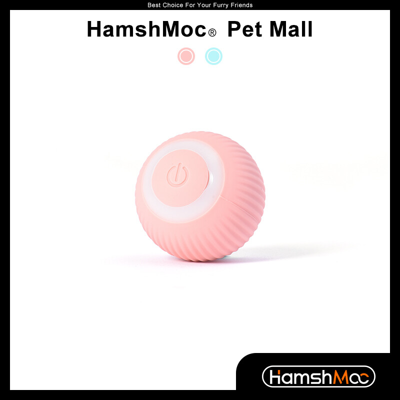 HamshMoc Interactive Cat Toy Ball Smart Electric Automatic Rolling Ball Led For Cat Intelligent Teaser Pet Toy USB Charge Kitten