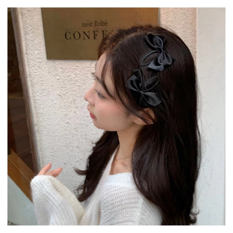 Hair Clip Satin Fabric Decorated with A Bow Solid Color Simple Style [1 Piece]