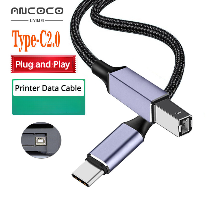 Loại-C để USB 2.0 B cổng vuông máy in cáp bện cho máy tính Notebook Máy in Cáp dữ liệu