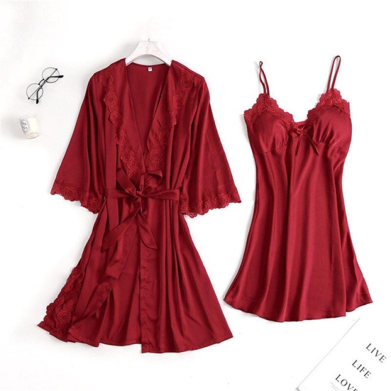 Nơi bán Julys Bài Hát 2019 Phụ Nữ Gợi Cảm Lụa Áo Dây & Áo Set Đồ Ngủ Bộ Đầm Ngủ Áo Choàng Tắm 2 Dây Phù Dâu đám Cưới Đồ Ngủ