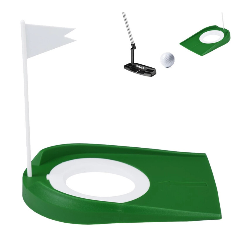 Indoor Outdoor Plastic Golf Putting Cup Practice Aids With Adjustable Hole White Flag Green Practice Aid Home Yard Outdoor Training
