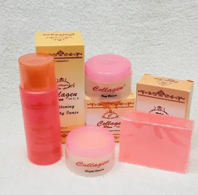 Ready Stock Collagen Plus Vit E & Vit C Day Cream, Night Cream, Soap & Whitening Beauty Toner Set (4 in 1 )