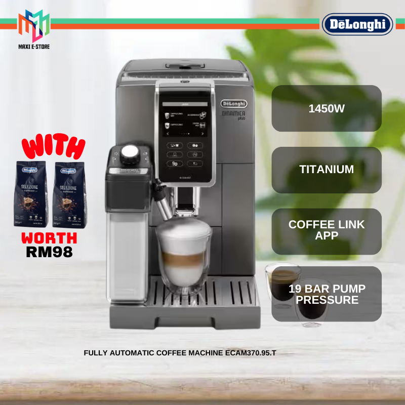 Delonghi ECAM370.95.T Dinamica Plus Coffee Machine Automatic Titanium 1450W 1.8L Coffee Link App