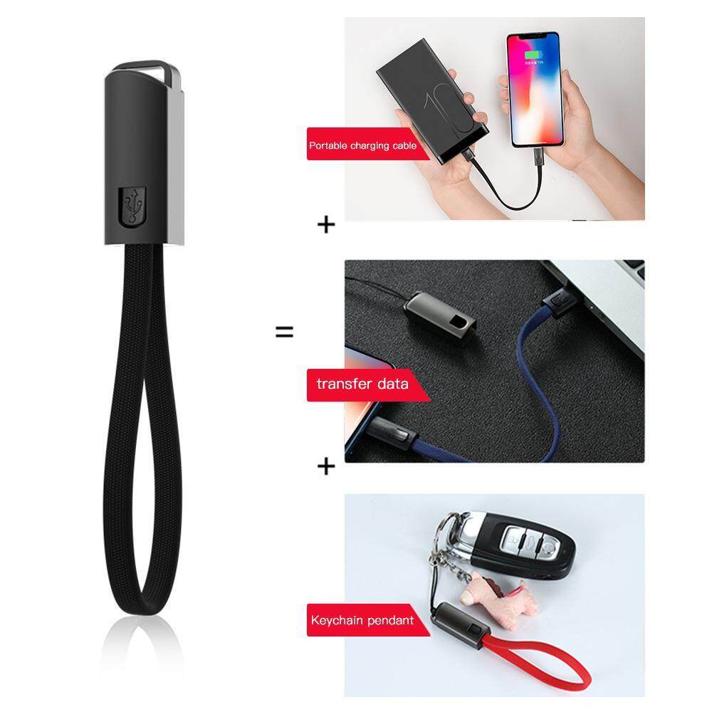 2A Portable Zinc Alloy Gantungan Kunci Rumbai Kabel Pengisi Daya untuk iPhone Mikro USB Tipe C Kabel Data Pengisi Daya Android Millet Samsung Pengisian Cepat
